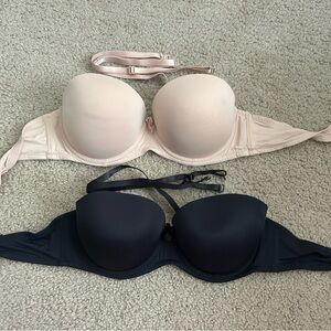 Blush and Black Strapless Push Up Bra Set 36C
